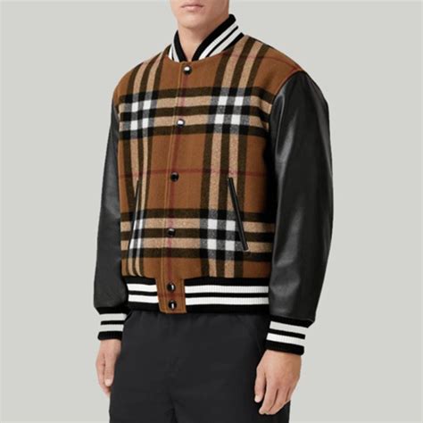 custom burberry varsity jacket|Burberry hooded jacket men.